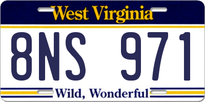 WV license plate 8NS971