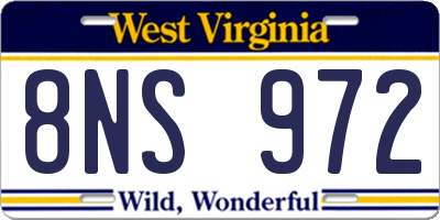 WV license plate 8NS972