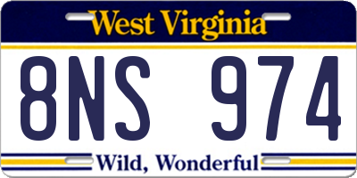 WV license plate 8NS974