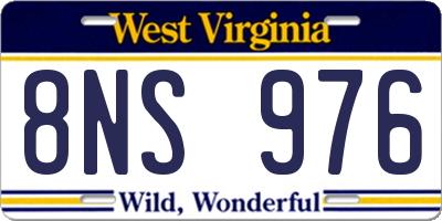 WV license plate 8NS976
