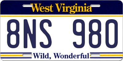 WV license plate 8NS980