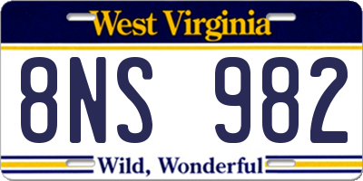 WV license plate 8NS982