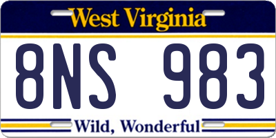 WV license plate 8NS983