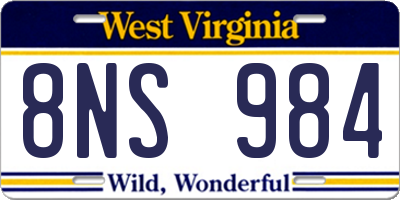 WV license plate 8NS984