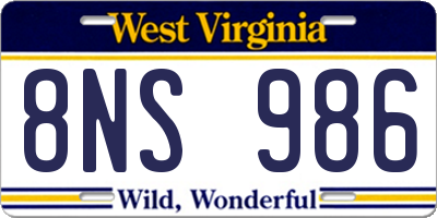 WV license plate 8NS986