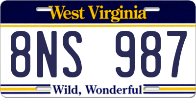 WV license plate 8NS987