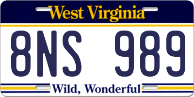 WV license plate 8NS989