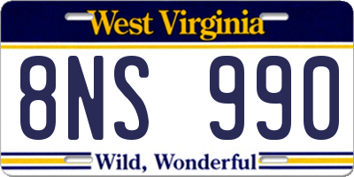 WV license plate 8NS990
