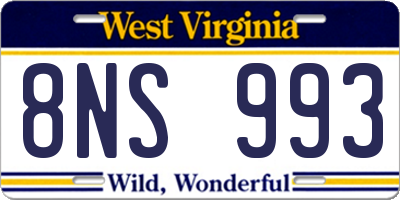 WV license plate 8NS993