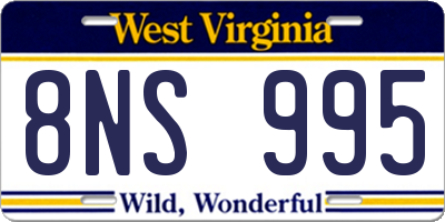 WV license plate 8NS995