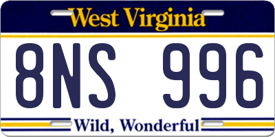 WV license plate 8NS996