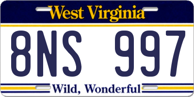 WV license plate 8NS997