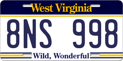 WV license plate 8NS998
