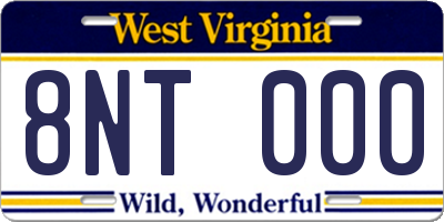 WV license plate 8NT000