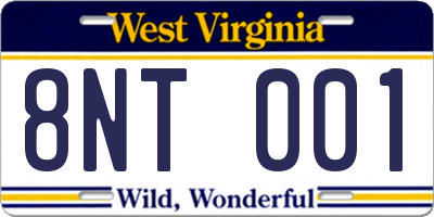 WV license plate 8NT001
