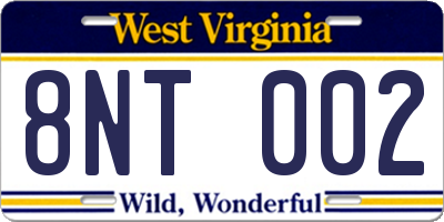 WV license plate 8NT002
