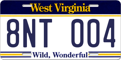 WV license plate 8NT004
