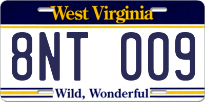 WV license plate 8NT009