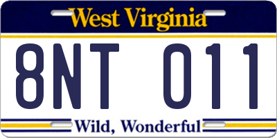 WV license plate 8NT011
