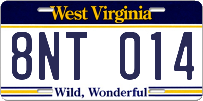 WV license plate 8NT014
