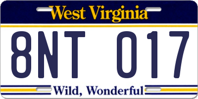 WV license plate 8NT017