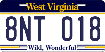 WV license plate 8NT018