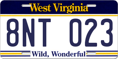 WV license plate 8NT023
