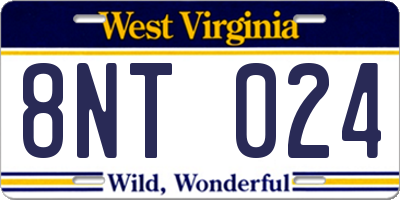 WV license plate 8NT024