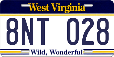 WV license plate 8NT028