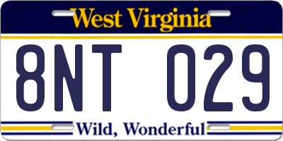 WV license plate 8NT029