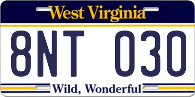 WV license plate 8NT030