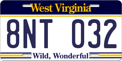 WV license plate 8NT032
