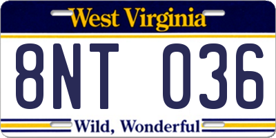 WV license plate 8NT036