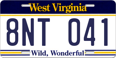 WV license plate 8NT041