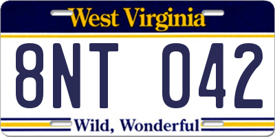 WV license plate 8NT042