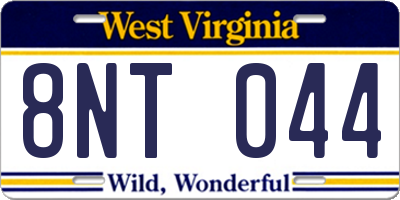 WV license plate 8NT044