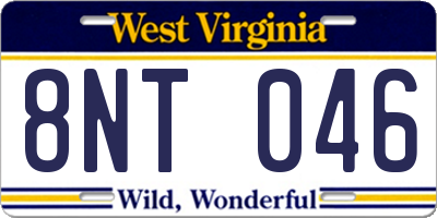 WV license plate 8NT046