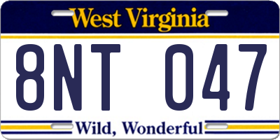WV license plate 8NT047