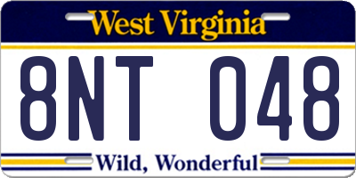 WV license plate 8NT048