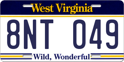 WV license plate 8NT049