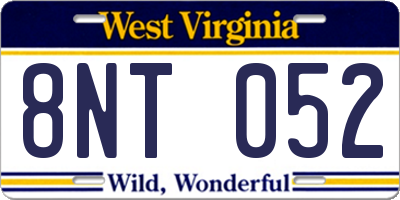 WV license plate 8NT052