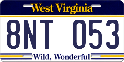WV license plate 8NT053
