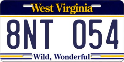 WV license plate 8NT054