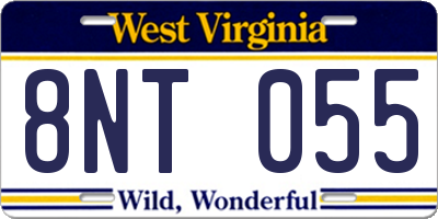 WV license plate 8NT055
