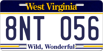 WV license plate 8NT056