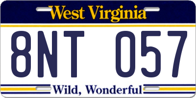 WV license plate 8NT057