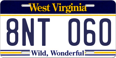 WV license plate 8NT060