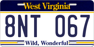 WV license plate 8NT067
