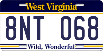 WV license plate 8NT068