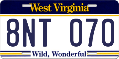 WV license plate 8NT070